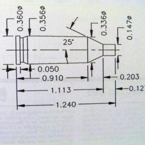 The .14/222 Eichelberger Mag wildcat would have to qualify as overbore capacity. Diagram courtesy of "Cartridges of the World".
